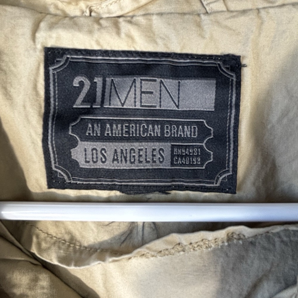 21 Men An American‎ Brand Jacket Los Angeles Men's XL khaki coat with Hood - Picture 2 of 7